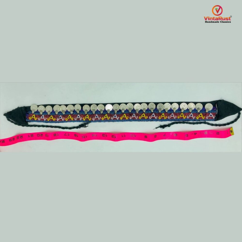 Vintage Tribal Belly Dance Belt: Multicolor Beaded Coin Belt - Picture 10 of 11